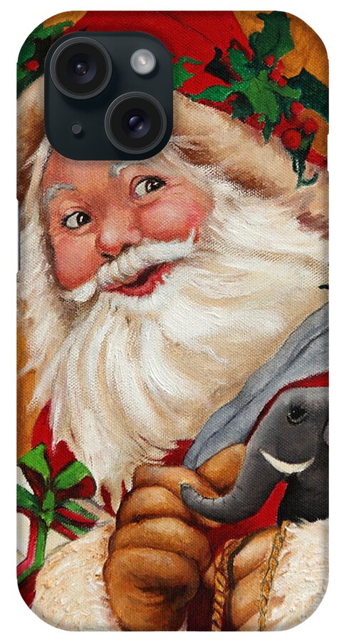 Seasonal Art iPhone Case featuring the painting Jolly Santa by Portraits By NC
