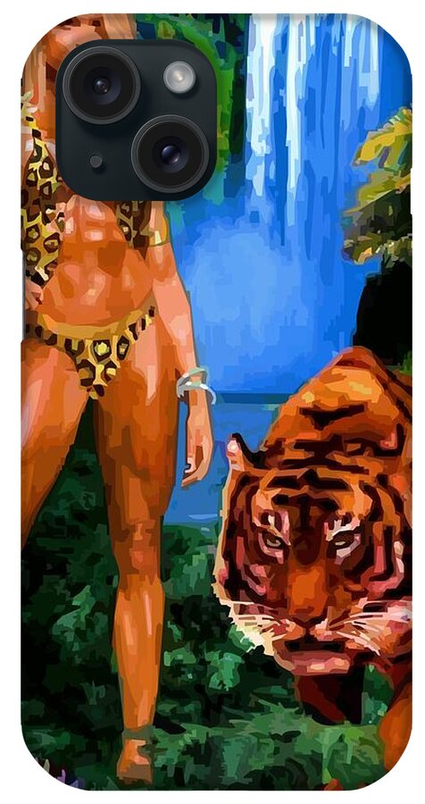 Jungle Girl  iPhone Case featuring the digital art Jungle Girl by P Dwain Morris