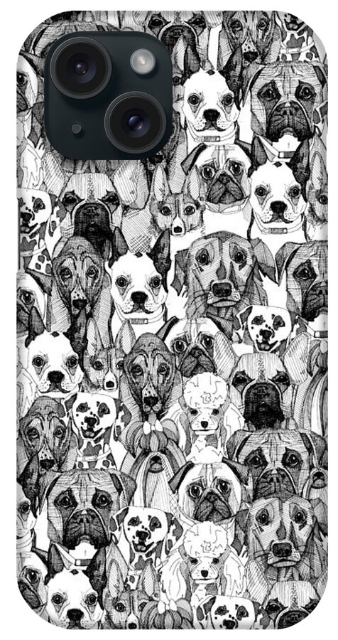 Basset iPhone Case featuring the drawing Just Dogs by MGL Meiklejohn Graphics Licensing