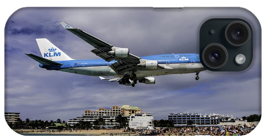Klm iPhone Case featuring the photograph K L M landing at St. Maarten #2 by David Gleeson