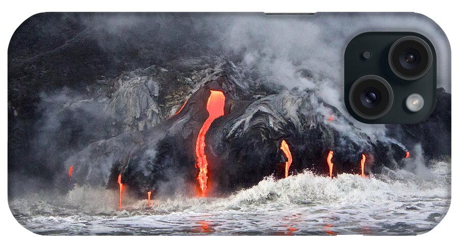 Lava iPhone Case featuring the photograph Lava Falls at Kalapana by Venetia Featherstone-Witty