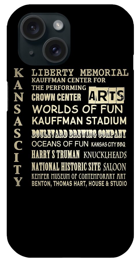 Kansas iPhone Case featuring the digital art Kansas City Famous Landmarks #1 by Patricia Lintner