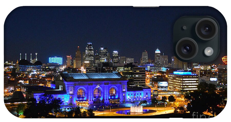 Union Station iPhone Case featuring the photograph Kansas City Union Station in Blue by Catherine Sherman