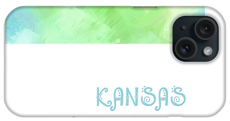 Andee Design iPhone Case featuring the digital art Kansas - Sunflower State - Map - State Phrase - Geology by Andee Design