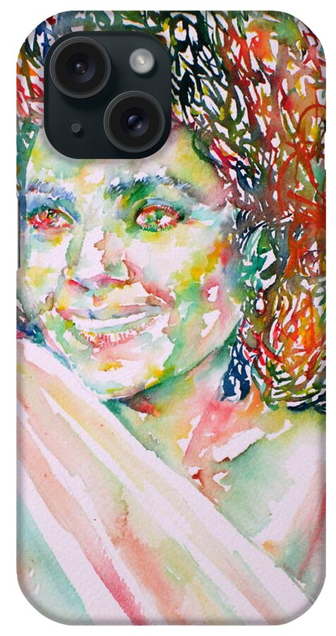 Kathleen Battle iPhone Case featuring the painting KATHLEEN BATTLE - watercolor portrait by Fabrizio Cassetta