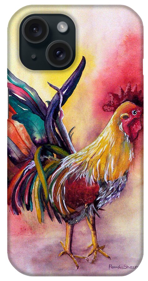 Kauai's iPhone Case featuring the painting Kauai's Rooster by Pamela Shearer