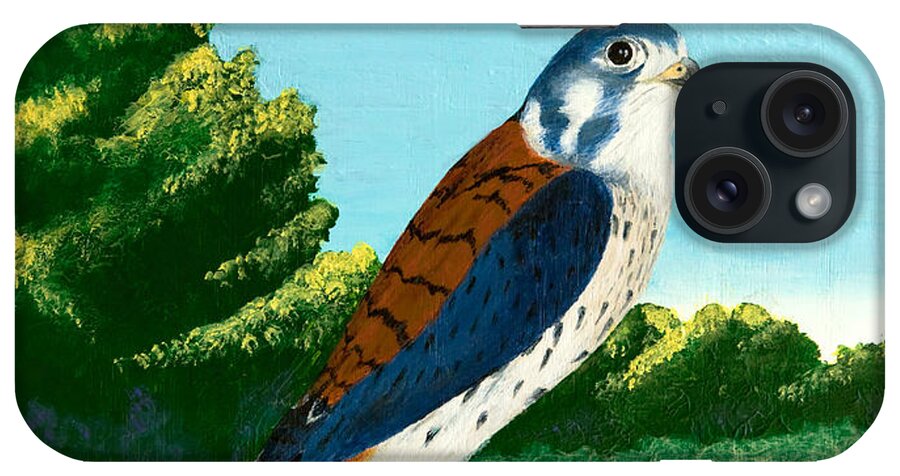 Kestrel iPhone Case featuring the painting Kestrel and Flowers by L J Oakes