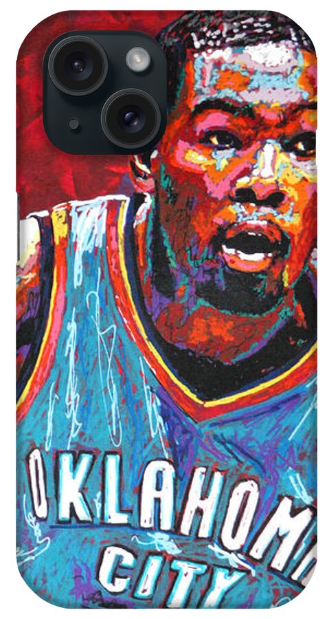 Kevin iPhone Case featuring the painting Kevin Durant 2 by Maria Arango