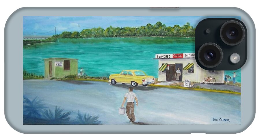 Key West iPhone Case featuring the painting Key West Bait Shacks by Linda Cabrera