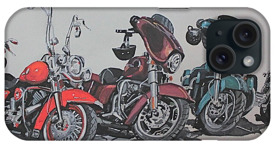 Motorcycles iPhone Case featuring the painting Kickstand by Patricio Lazen