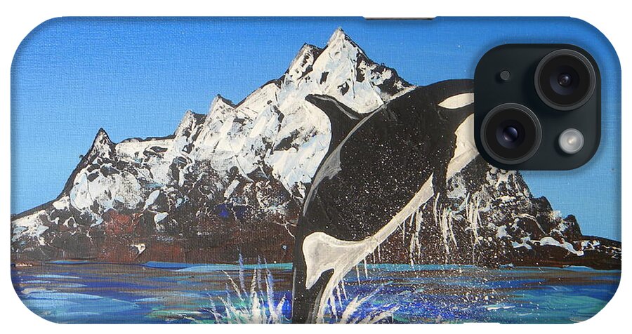 Orca iPhone Case featuring the painting Killer Whale Breach 2 by Eric Johansen
