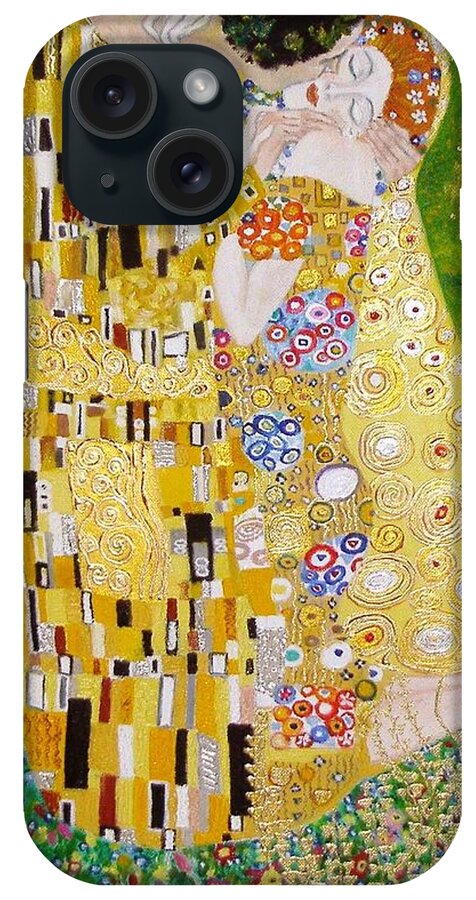 Kiss iPhone Case featuring the painting Kiss G.Klimt by Nina Mitkova