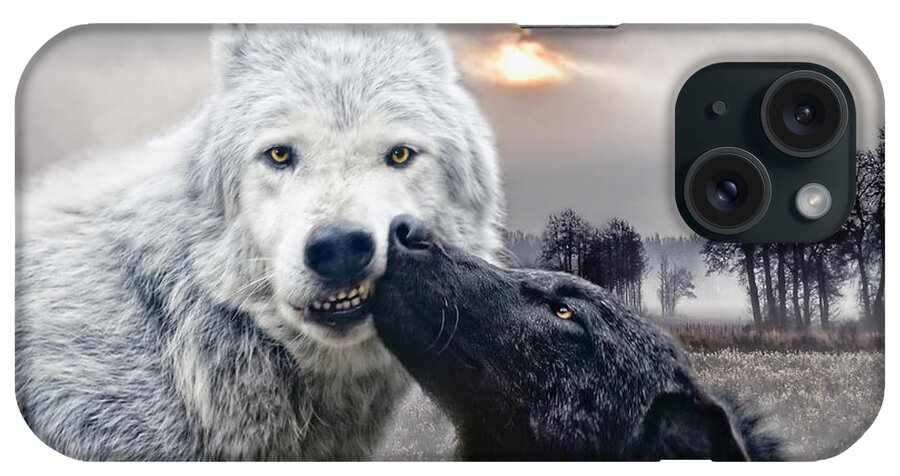 Animals iPhone Case featuring the photograph Kissing Wolves by Joachim G Pinkawa