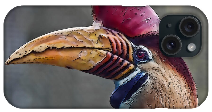 Knobbed Hornbill iPhone Case featuring the digital art Knobbed Hornbill by Photographic Art by Russel Ray Photos