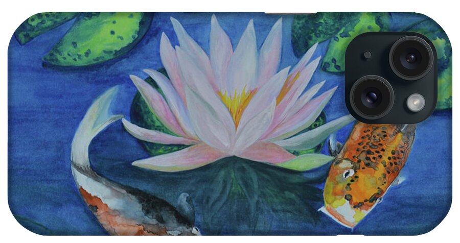 Koi iPhone Case featuring the painting Koi in the Lily Pond by Suzette Kallen