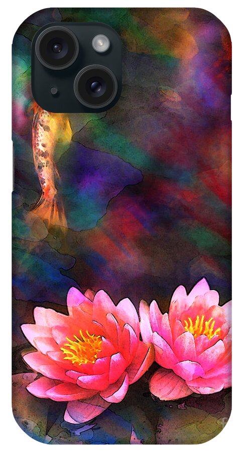 Mixed Media Photograph iPhone Case featuring the digital art Koi sun rising by Gina Signore