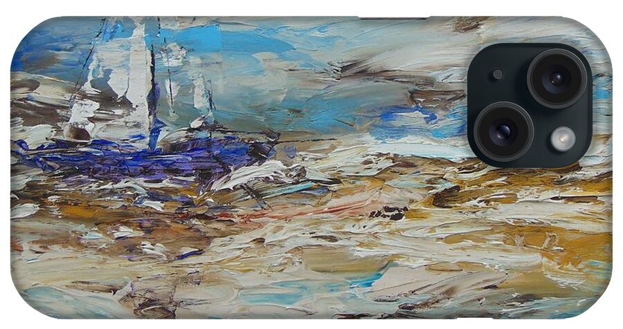Seascape iPhone Case featuring the painting La tempete III by Frederic Payet