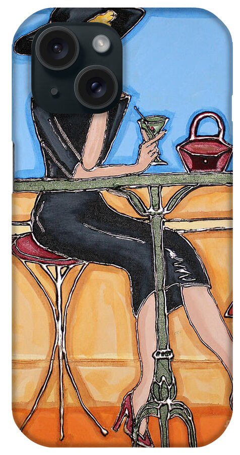 Lady iPhone Case featuring the painting Lady in Waiting with Martini by Cynthia Snyder