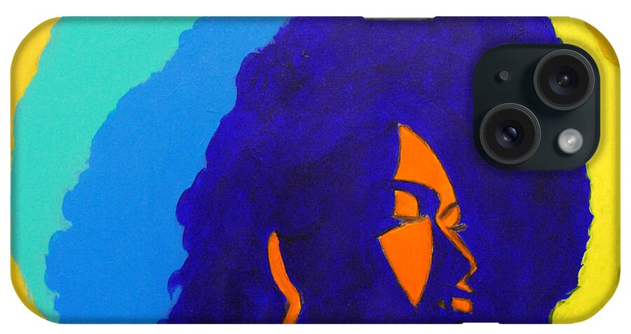 Afro iPhone Case featuring the painting Lady Indigo by Apanaki Temitayo M