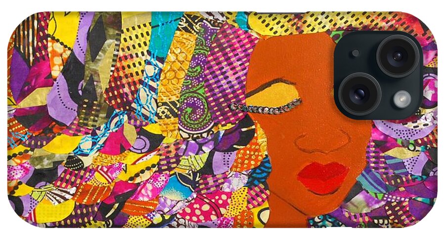 Afro Art iPhone Case featuring the tapestry - textile Lady J by Apanaki Temitayo M