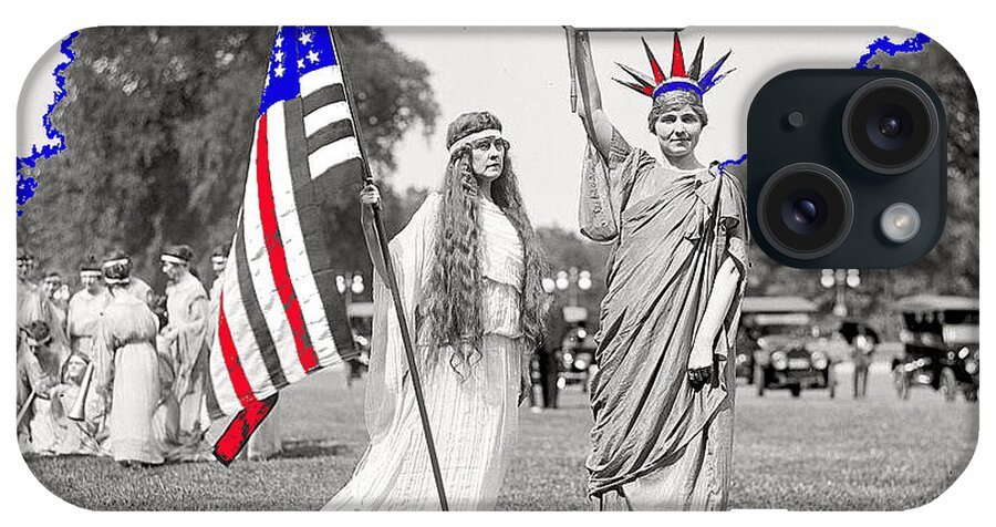 Lady Liberty And Attendant Washington iPhone Case featuring the photograph Lady liberty and attendant Washington D.C. c. 1918-2014 by David Lee Guss
