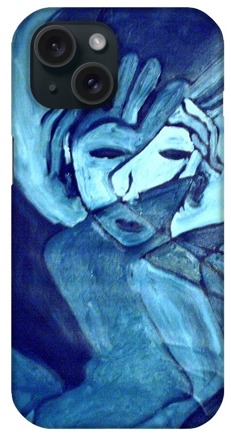 Blue iPhone Case featuring the painting Lady MaDonna by Shea Holliman