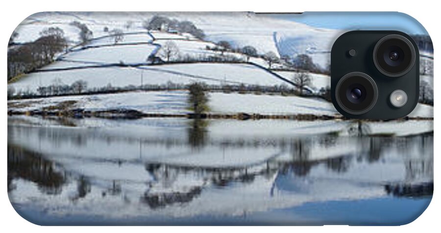 Panorama iPhone Case featuring the photograph Ladybower Winter Panorama by David Birchall