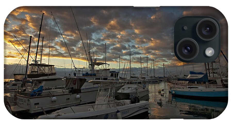 Lahaina Harbor Maui Hawaii Seascape Boats Clouds iPhone Case featuring the photograph Lahaina's Last Light by James Roemmling