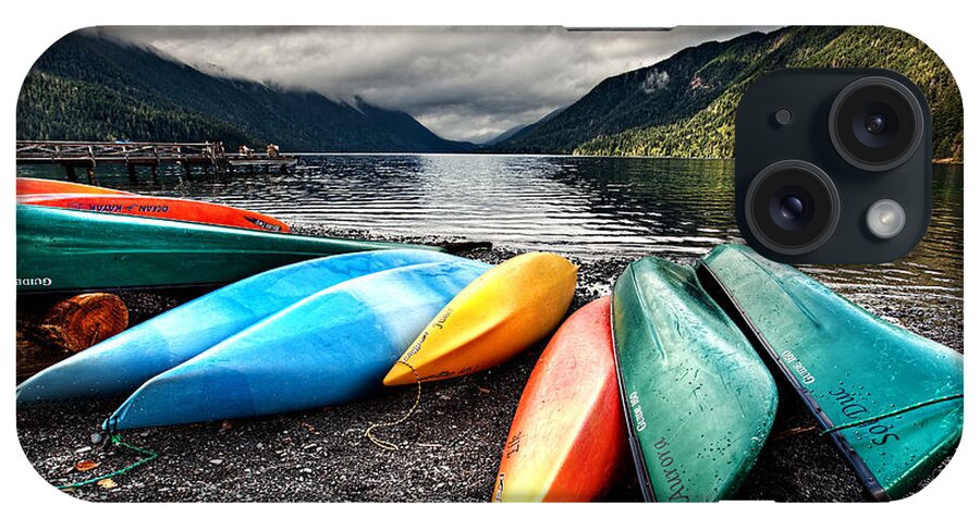 Canoes iPhone Case featuring the photograph Lake Crescent Kayaks by Ian Good