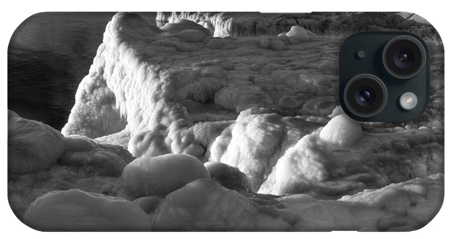B& W iPhone Case featuring the photograph Lake Michigan Ice VII by Frederic A Reinecke