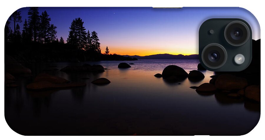 Dusk iPhone Case featuring the photograph Lake Tahoe Sand Harbor Sunset Silhouette by Scott McGuire