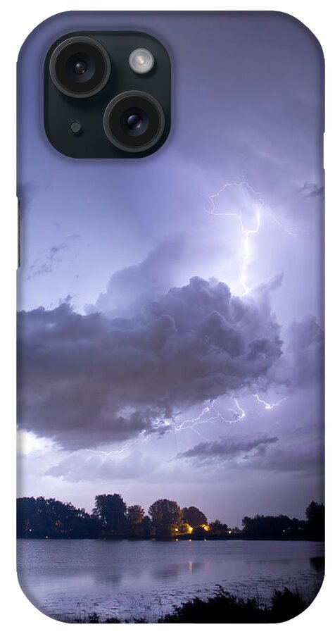 Lightning iPhone Case featuring the photograph Lake Thunder Cell Lightning Burst by James BO Insogna