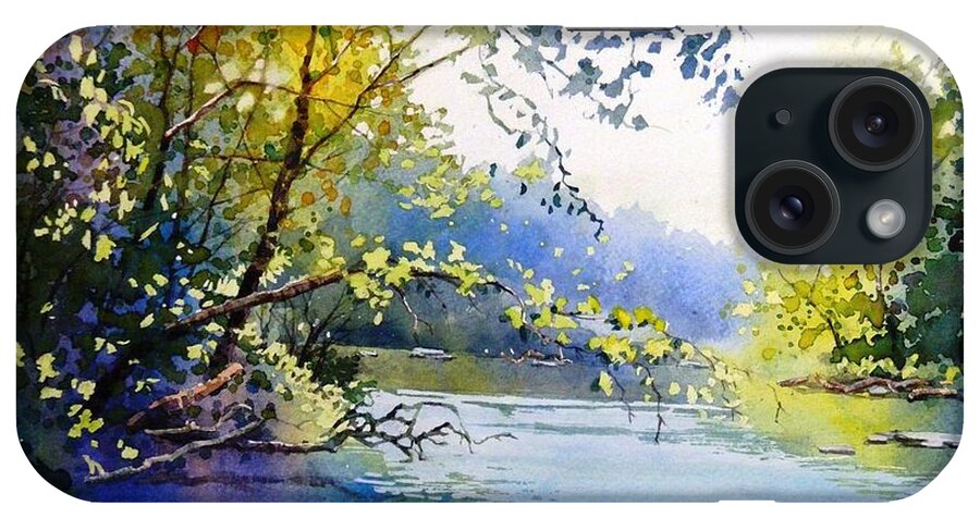 Landscape iPhone Case featuring the painting Lake view 2 by Celine K Yong