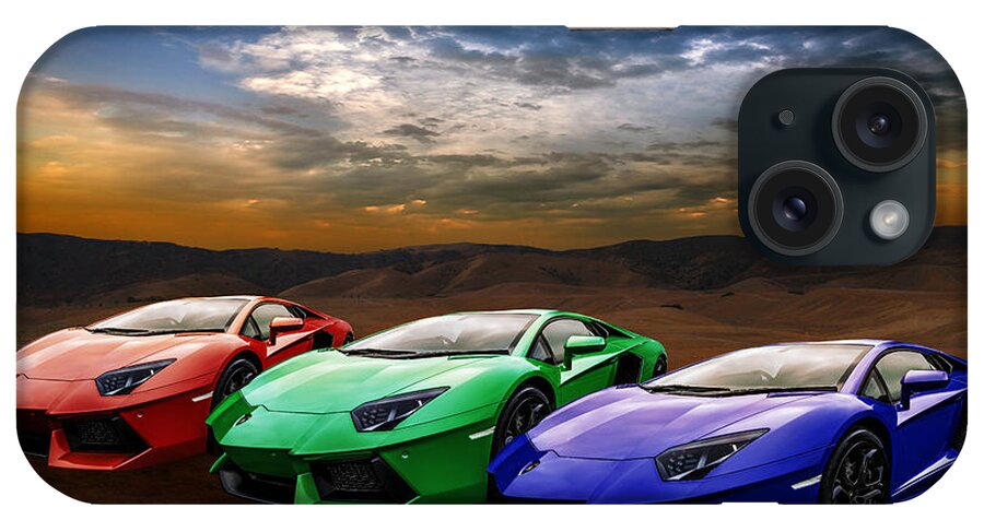 Lamborghini iPhone Case featuring the photograph Lamborghini Triplet by Matt Malloy