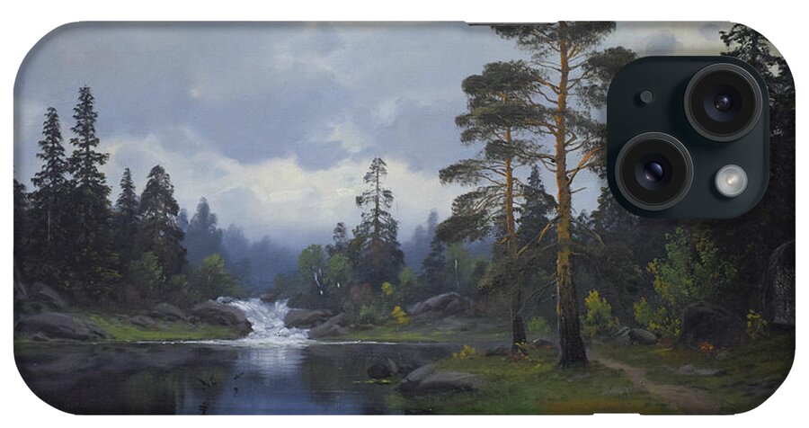 This Painting Is Created By Gonrad Selmyhr (1877-1944). Oil Painting On Canvas. iPhone Case featuring the painting Landscape from Norway by Gonrad Selmyhr