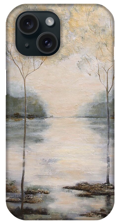 Water iPhone Case featuring the painting Landscape with gold by Katrina Nixon