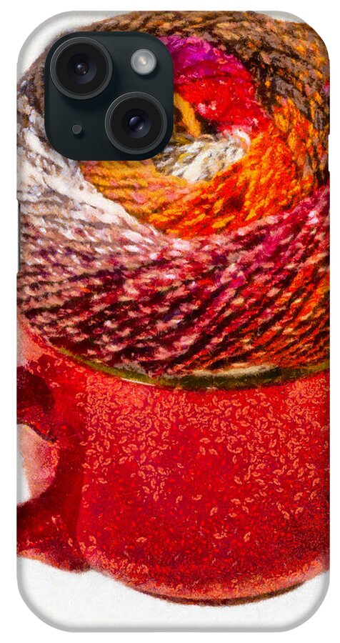 Colors iPhone Case featuring the photograph Large cup with knitting yarn by Les Palenik