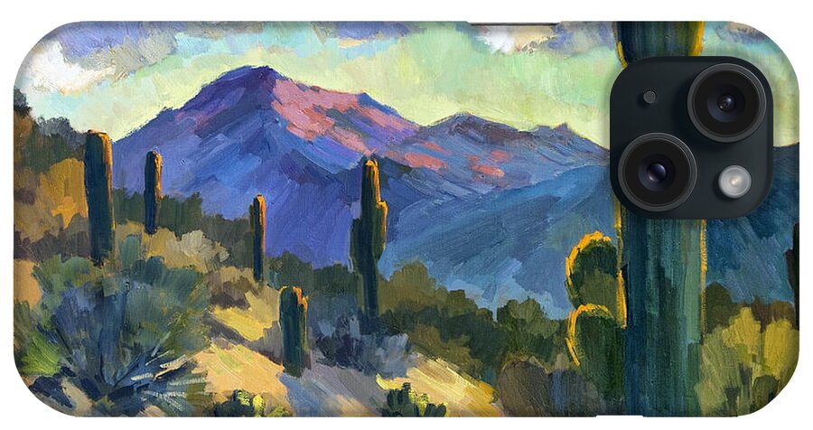 Late Afternoon iPhone Case featuring the painting Late Afternoon Tucson by Diane McClary