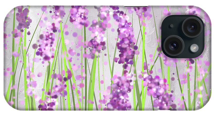 Lavender iPhone Case featuring the painting Lavender Blossoms - Lavender Field Painting by Lourry Legarde