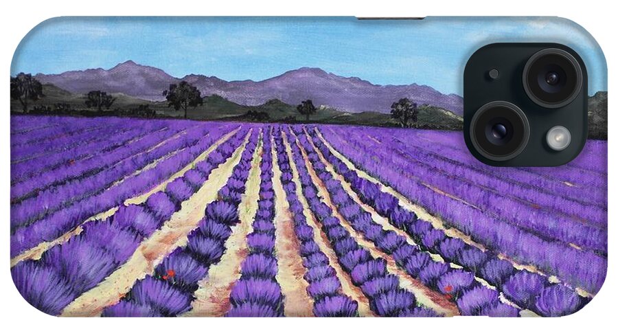 Interior iPhone Case featuring the painting Lavender Field in Provence by Anastasiya Malakhova