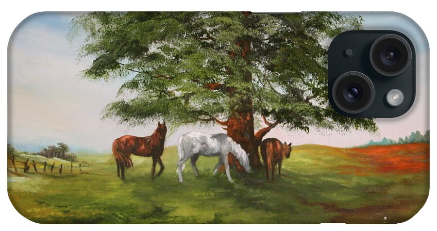 Horses iPhone Case featuring the painting Lazy Days in Summer by Jean Walker