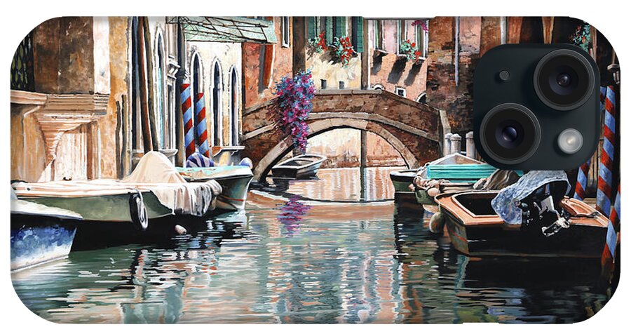 Docks iPhone Case featuring the painting Le Barche E I Pali Colorati by Guido Borelli