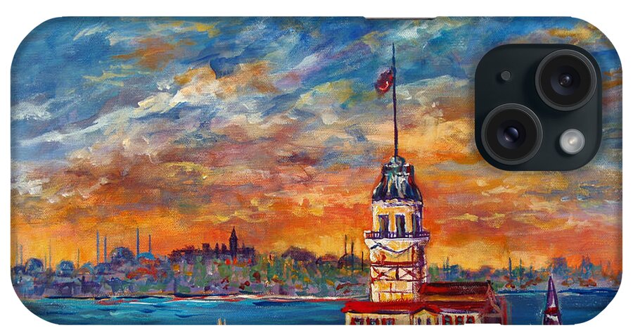 Leander's Tower iPhone Case featuring the painting Leanders Tower Istanbul by Lou Ann Bagnall