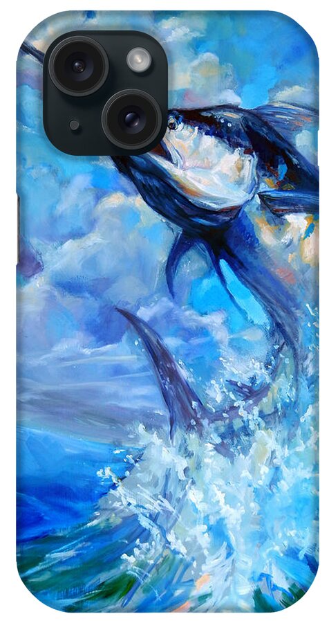 Marlin iPhone Case featuring the painting Leaping Marlin by Tom Dauria
