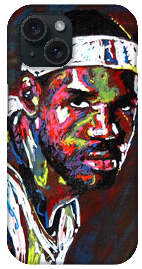 Lebron iPhone Case featuring the painting LeBron James 2 by Maria Arango