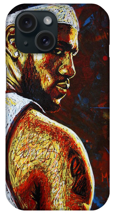 Lebron iPhone Case featuring the painting LeBron by Maria Arango