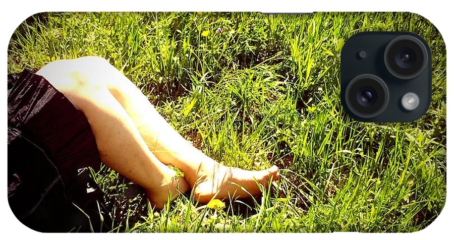 Legs iPhone Case featuring the photograph Legs of a woman and green grass by Matthias Hauser