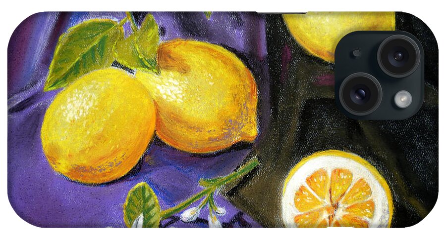 Lemon iPhone Case featuring the painting Lemons and Flowers by Irina Sztukowski