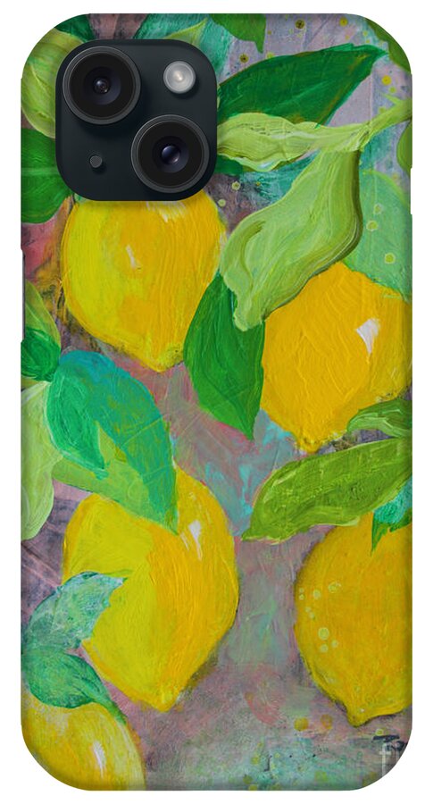 Lemons iPhone Case featuring the painting Lemons on Lemon Tree by Robin Pedrero