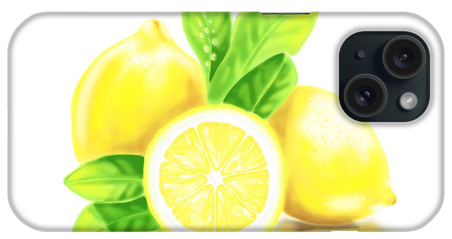 Lemons iPhone Case featuring the painting Lemons by Veronica Minozzi